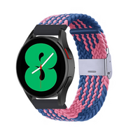 Braided nylon bandje - Blauw / roze - Samsung Galaxy Watch 3 - 45mm - thumbnail