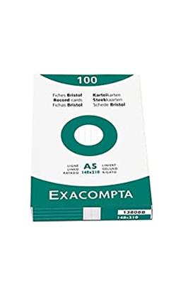 Exacompta steekkaarten, gelijnd, ft 5,5 x 7,4 cm, pak van 100 stuks, wit
