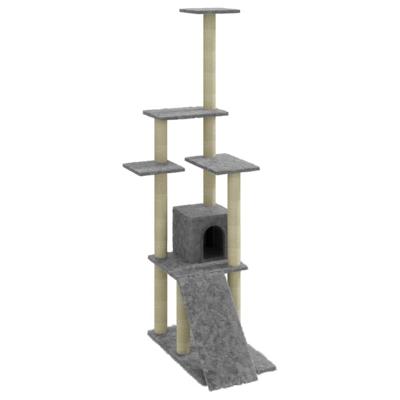 VidaXL Kattenmeubel met sisal krabpalen 155 cm lichtgrijs
