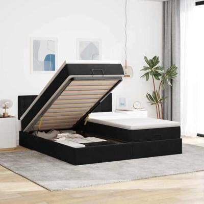 Ottoman bed met matrassen 200x200cm fluweel zwart