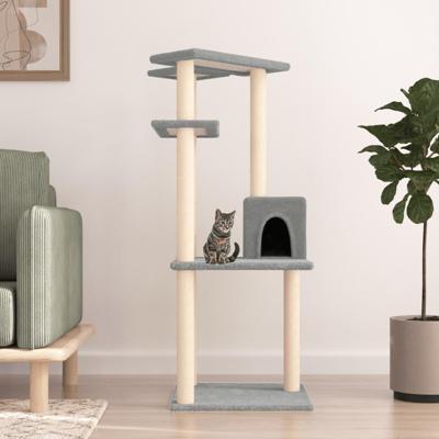 VidaXL Kattenmeubel met sisal krabpalen 123 cm lichtgrijs VidaXL Kattenmeubel met sisal krabpalen 123 cm lichtgrijs
