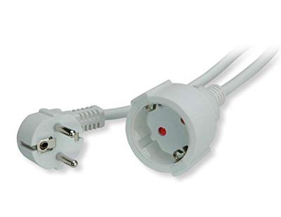 VALUE Stroom verlengkabel met aarde, 230VAC, wit, 5 m