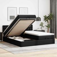 Ottoman bed met matrassen en LED's 200x200cm kunstleer zwart - thumbnail