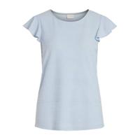 VILA top VIFLINT met ruches lichtblauw - thumbnail