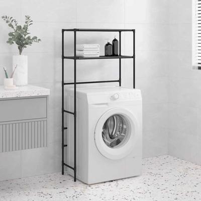 VidaXL Wasmachinerek 2-laags 69x28x143 cm ijzer zwart VidaXL Wasmachinerek 2-laags 69x28x143 cm ijzer zwart