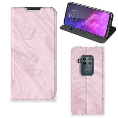Motorola One Zoom | Standcase | Marble Pink - Origineel Cadeau Vriendin Motorola One Zoom | Standcase | Marble Pink - Origineel Cadeau Vriendin