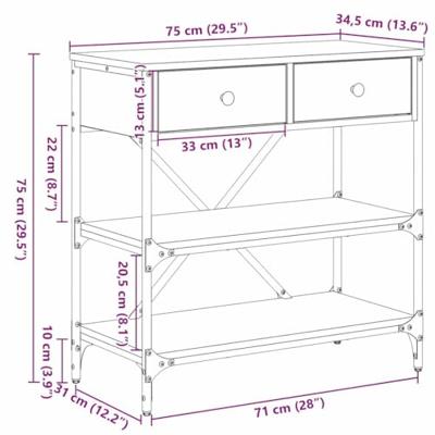 Wandtafel met lade met plank Bruin 100 x 34,5 x 75 cm Hout
