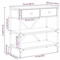 Wandtafel met lade met plank met opslag Oud hout Bewerkt hout - thumbnail