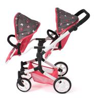 Tweeling Poppenwagen Linus Duo - Vlinders Koraal - thumbnail