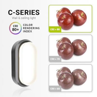 Set van 4 C-Series - LED Plafondlamp zwart ovaal - Wandlamp - Scheepslamp - IP54 - 18 Watt - 1830lm - 4000K neutraal wit - voor binnen en buiten