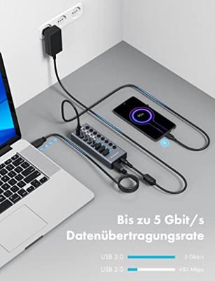 GrauGear G-HUB71-A USB 3.2 Gen 1-hub 7 poorten Meerdere kleuren