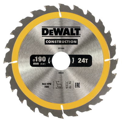 DeWalt Accessoires Cirkelzaagblad 190x30x24t, positief 16°, kerf 1,8mm - DT1944-QZ DeWalt Accessoires Cirkelzaagblad 190x30x24t, positief 16°, kerf 1,8mm - DT1944-QZ
