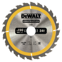 DeWALT Cirkelzaagblad voor Hout | Construction | Ø 190mm Asgat 30mm 24T - DT1944-QZ - thumbnail