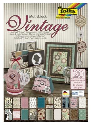 Folia motiefpapier Vintage II, 270 g, ft 24 x 34 cm, blok van 20 vel