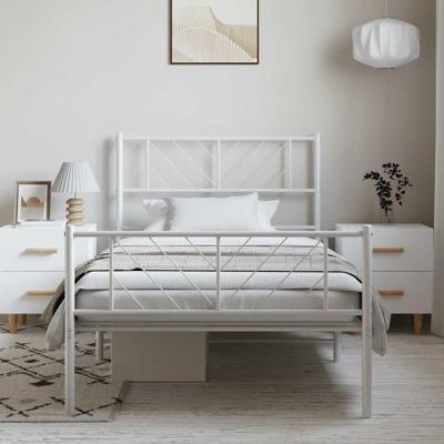 Bedframe met hoofd- en voeteneinde metaal wit 100x200 cm Bedframe met hoofd- en voeteneinde metaal wit 100x200 cm