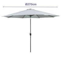Marbueno Parasol Staal 8 Spaken D270 cm Polyester Wit Tuin, Zwembad en Terras - thumbnail