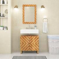 VidaXL Badkamerspiegel 50x70x3 cm massief mangohout en glas bruin - thumbnail
