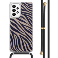 Samsung Galaxy A23 hoesje met koord - Chevron navy - thumbnail
