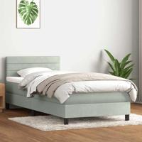 Boxspring met matras fluweel lichtgrijs 80x210 cm - thumbnail