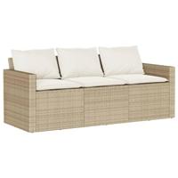 2-delige Tuinset met kussens poly rattan beige - thumbnail
