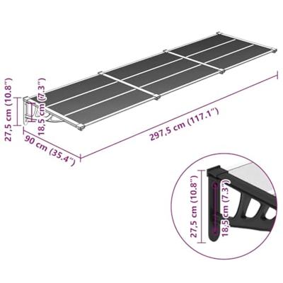 Deurluifel 297,5x90 cm polycarbonaat zwart en transparant
