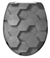 Schutte Duroplast WC-bril GREY HEXAGONS met soft-close en quick-release
 82392