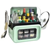 Household Seasoning Box Multifunctionele Rack Knife Houder Pot Cover Storage Box Style:Upgraded Version(Green) - thumbnail