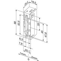 Effeff 118.53 ProFix® 2 Elektrische inbouw deuropener type 118 | spanningsloos vergrendeld | met diode | 22-42V=~ | (22-26V 100% ED) | DIN links en - thumbnail