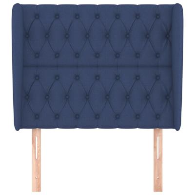 Hoofdbord met randen 93x23x118/128 cm stof blauw