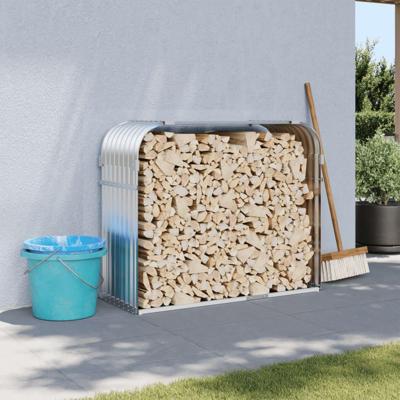 VidaXL Haardhoutopslag 120x45x100 cm gegalvaniseerd staal zilverkleur