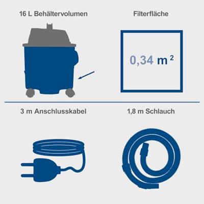 Scheppach Nat en droogstofzuiger NTS16 - thumbnail