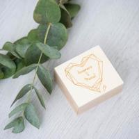 Ringdoosje hout vierkant geometric floral - thumbnail