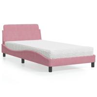 Bed met matras "Dover" fluweel roze 100x200 cm - thumbnail