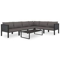 Hoekbank sectioneel met linkerarmleuning poly rattan antraciet - thumbnail
