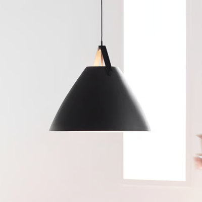Hanglamp zwart modern &apos;Strap 68&apos; E27 fitting metaal en leer 68 cm DFTP