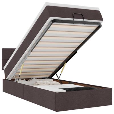 Ottoman bed met matras en LED's 120x190 cm stof donkerbruin - thumbnail