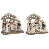 Kerststal set DKD Home Decor Blauw Wit Bruin Hars 20 x 7 x 17,5 cm (2 Stuks) - thumbnail