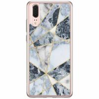 Huawei P20 siliconen hoesje - Marmer blauw - thumbnail