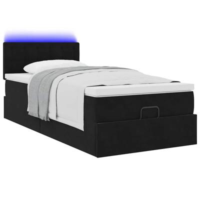 Ottoman bed met matras en LED's 90x200cm fluweel zwart
