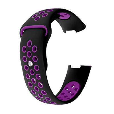 Fitbit Charge 3 & 4 siliconen DOT bandje - Paars / Zwart - Maat: Large