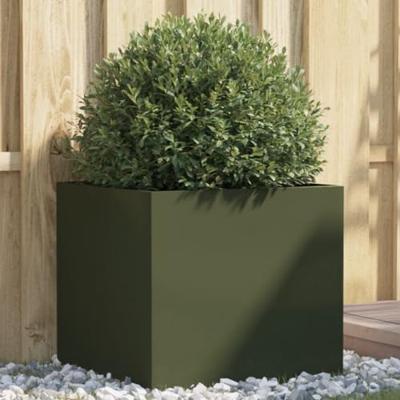 VidaXL Plantenbak 49x47x46 cm staal olijfgroen VidaXL Plantenbak 49x47x46 cm staal olijfgroen
