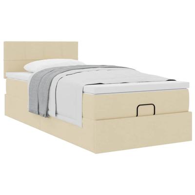 Ottoman bed met matras 90x190cm stof crèmekleurig