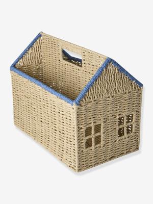 Tijdschriftenrek voor thuis in roze RICE papierkoord blauw