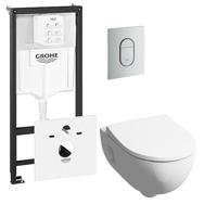 Geberit 300 basic toiletset inclusief Grohe inbouwreservoir en Grohe Arena bedieningsplaat mat chroom 0729205/0729241/sw398922/ - thumbnail