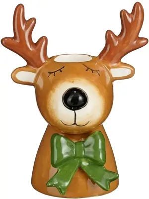 Mica Decorations kandelaar hert 9x7x11cm bruin