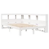 Bed met boekenkast zonder matras grenenhout wit 140x190 cm - thumbnail