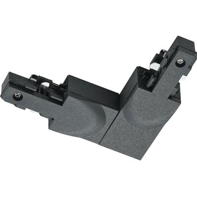 Mat Zwarte Spanningsrail L-Connector - 2 Fase - Aarde Buiten