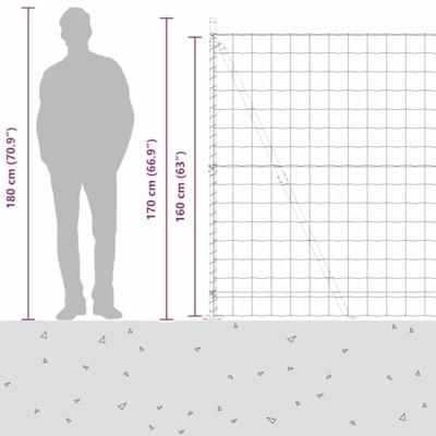 VidaXL Hek met paal zilver 1,6 x 10 m staal