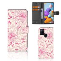 Samsung Galaxy A21s Hoesje Pink Flowers - thumbnail