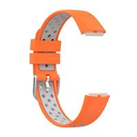 Fitbit Luxe - Siliconen sportbandje - Maat: Large - Oranje + grijs - thumbnail